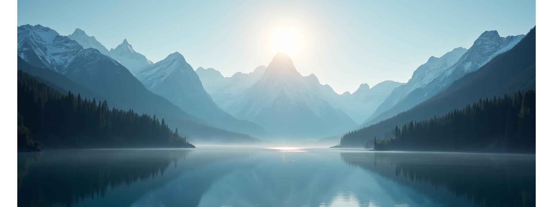 Dramatic view of a pristine mountain landscape, conveying adventure and untouched beauty. Overlayed with growth statistics for second-tier destinations.
