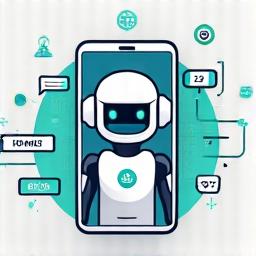 A chatbot icon with speech bubbles and subtle network lines, representing 24/7 customer support.